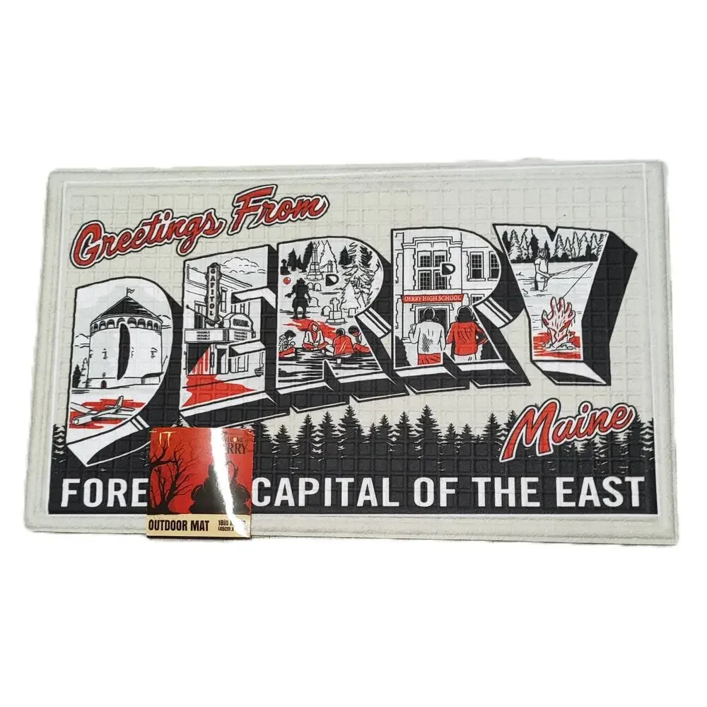 IT Welcome To Derry Maine Vintage Postcard Outdoor Door Mat 18